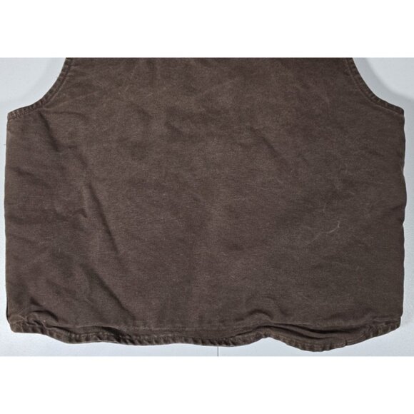 Carhartt V26 DKB Brown Canvas Sherpa Lined Full Zip Outdoor Work Vest Men's L - Picture 12 of 12